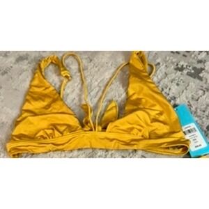 Larson High Apex DD Topz gold‎ Yellow Triangle Bikini Top New with Tags